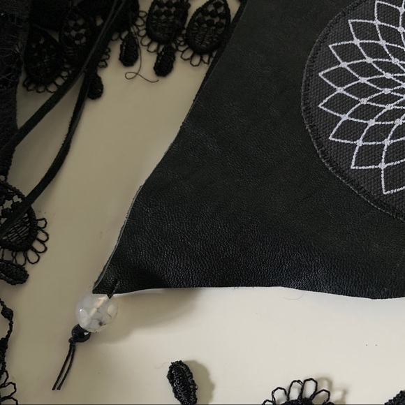 Handcrafted Upcycled Leather SUNDIAL Crossbody Pouch Bag - Picture 5 of 6